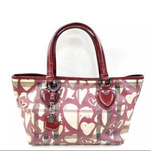 Burberry Ltd Edition Patent Painted Heart Supernova Coated Canvas Nickie Tote